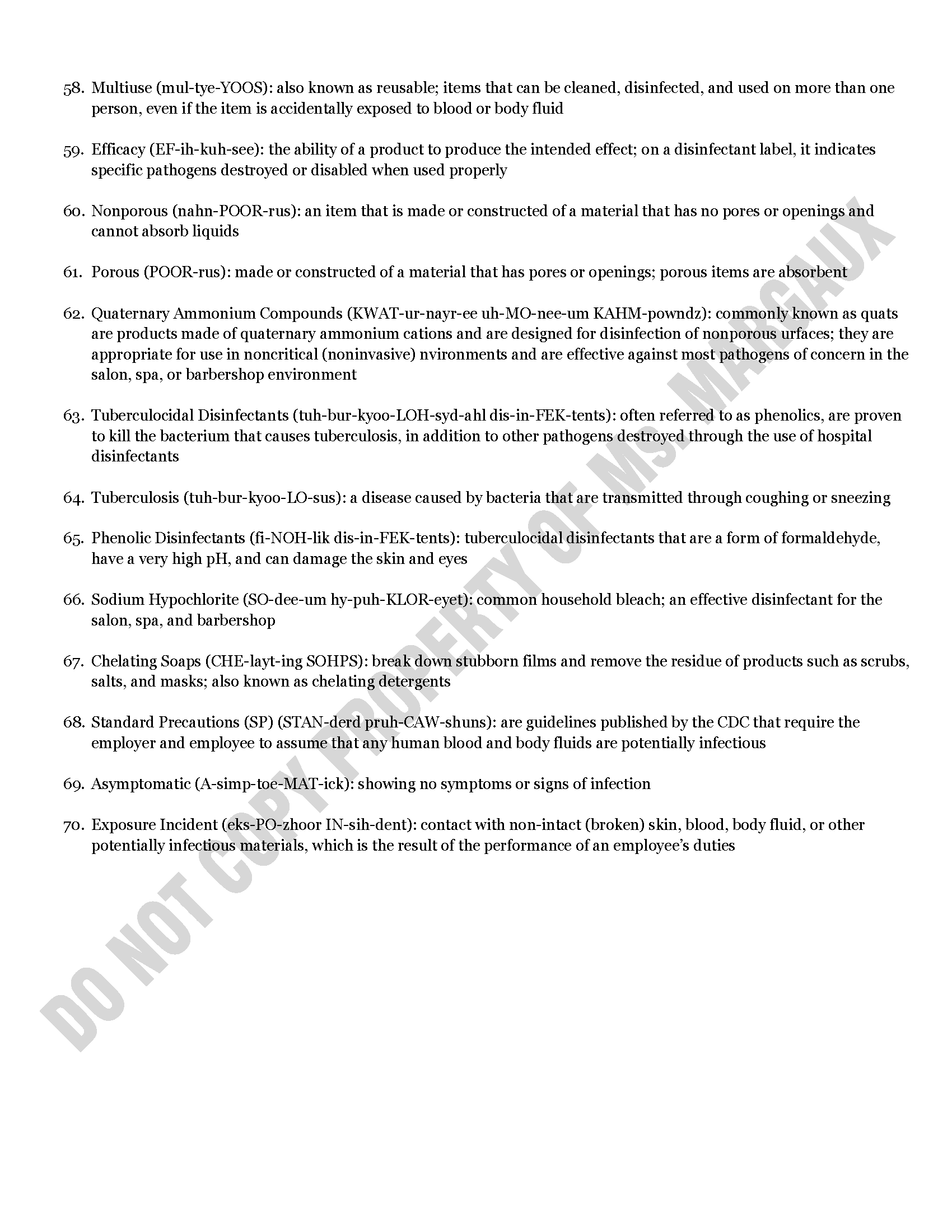 Infection Control Vocabulary Page 4